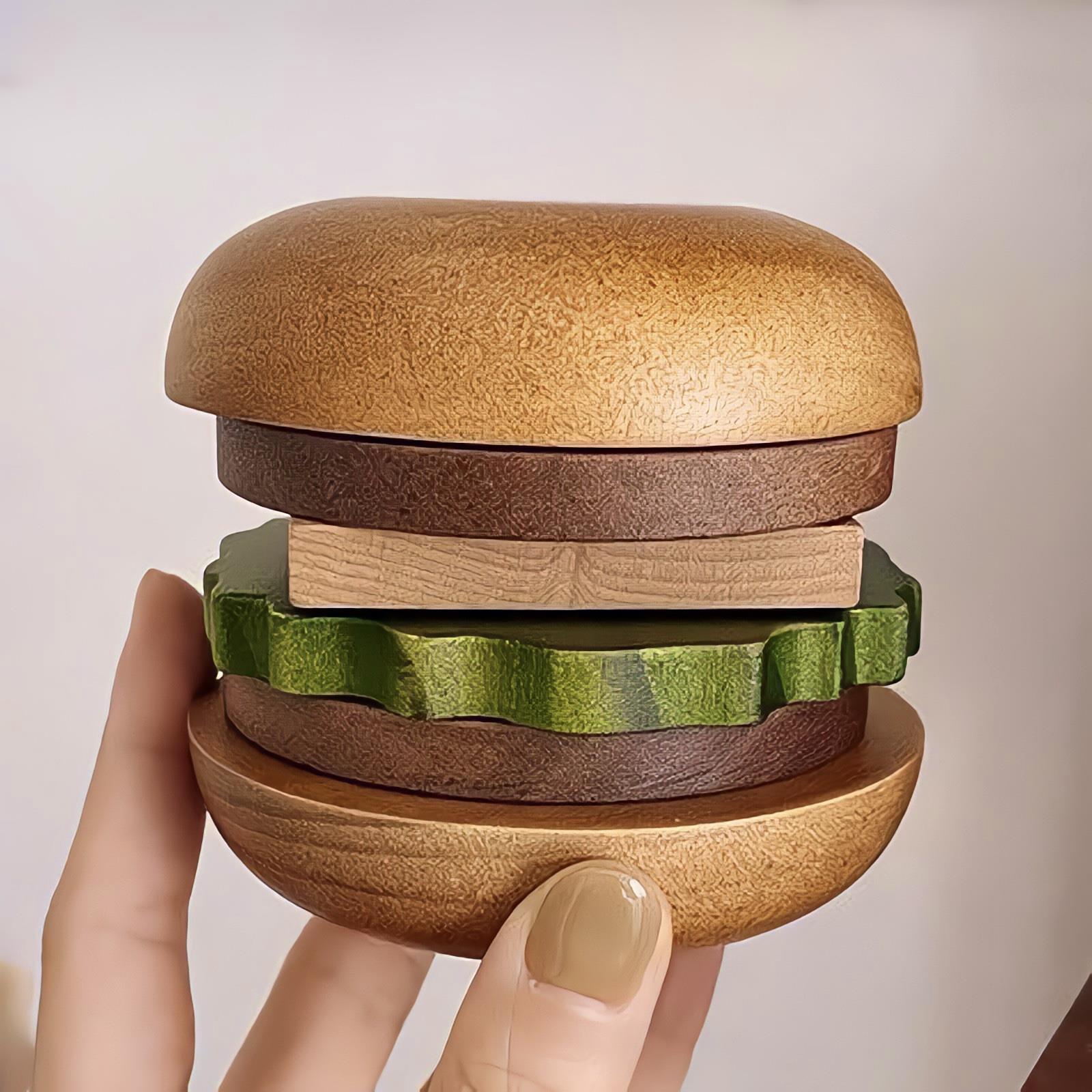 汉堡隔热垫餐桌创意摆件防热垫子杯垫实木质防烫垫ins高级感桌垫