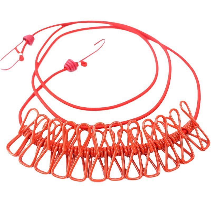 旅游便携晾衣绳户外旅行露营可伸缩塑料防风防滑弹力衣架晒衣绳带