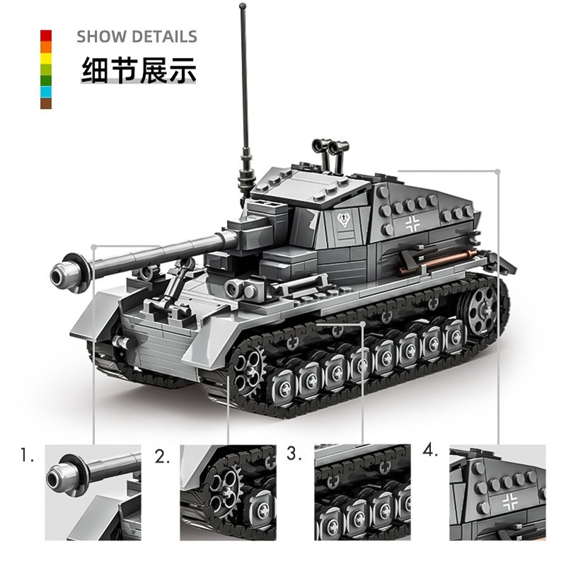 T-34-85二战坦克4514模型拼装积木谢尔曼履带装甲车儿童玩具男孩