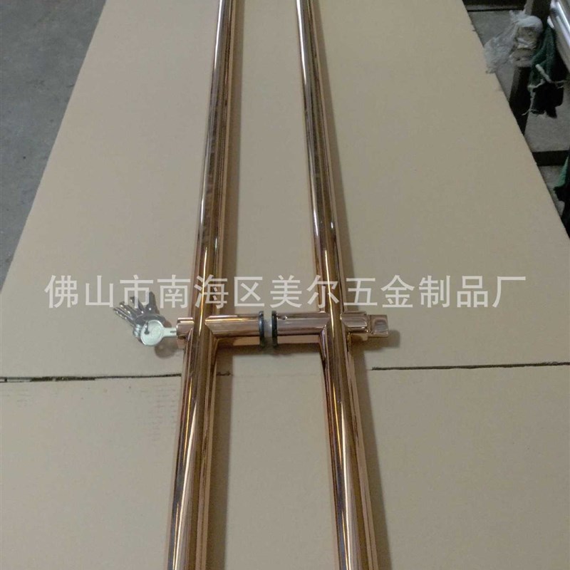 玫瑰金拉手锁,亚黑拉手锁,无指纹带锁大拉手,钛金锁拉手