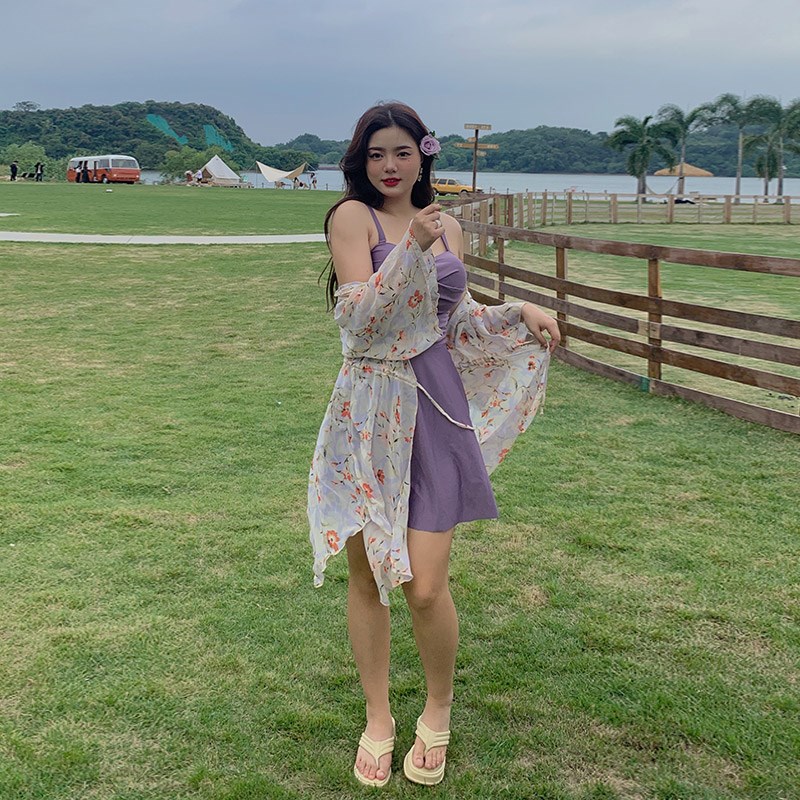 大码游泳衣女胖mm200斤分体三件套保守遮肚显瘦大胸聚拢温泉泳装