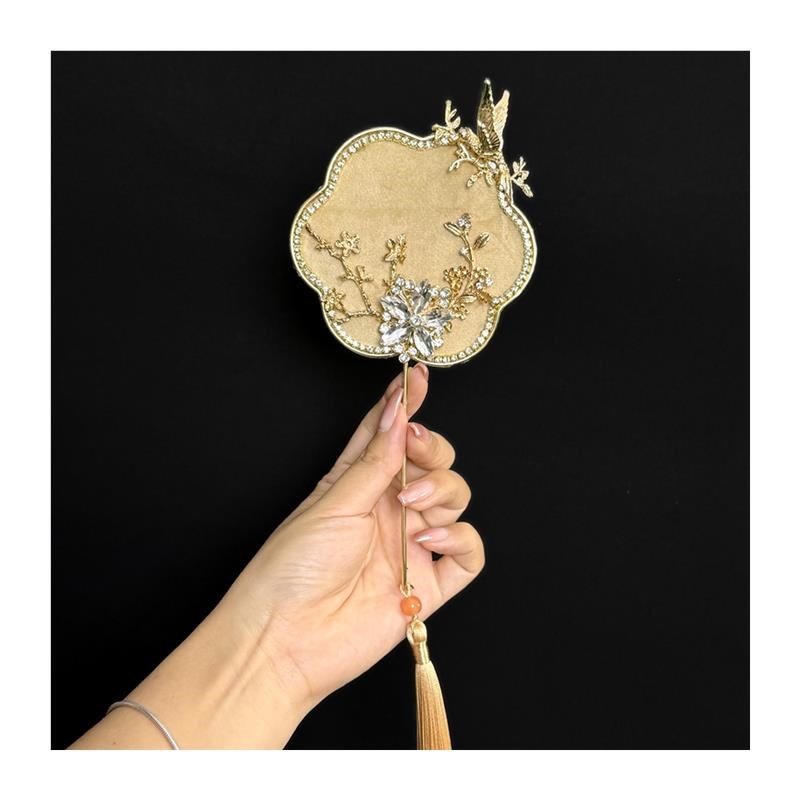 新娘秀禾晨袍迷你小扇子新娘中式小团扇古风手持道具婚礼拍照高端