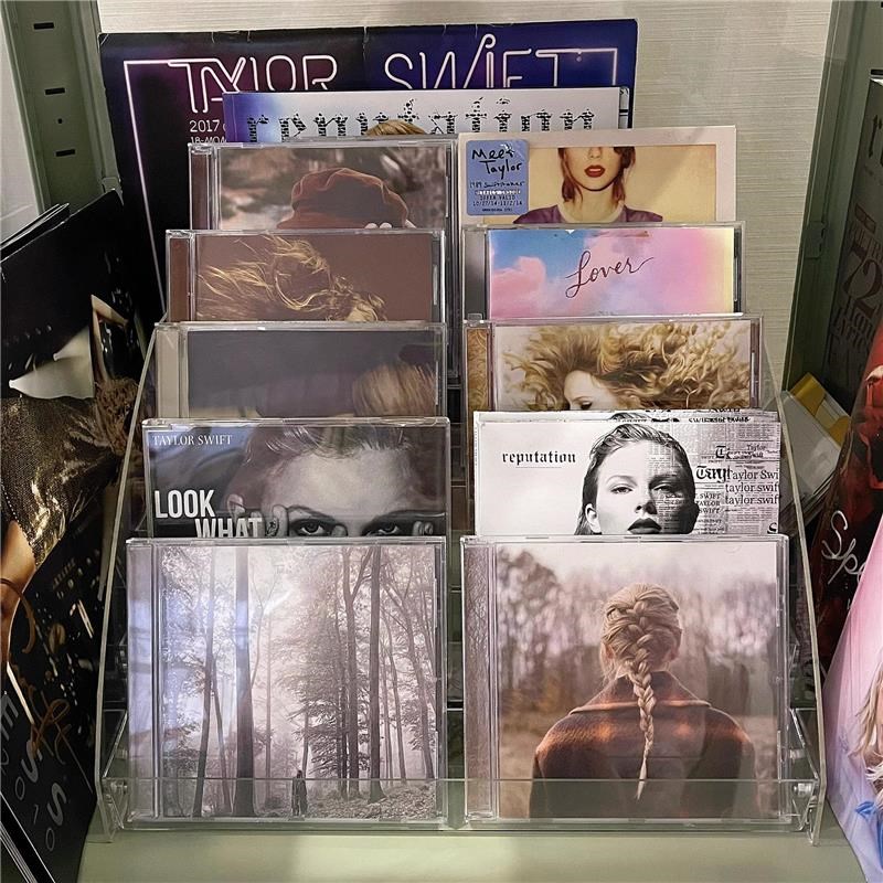 cd碟片架子亚克力透明收纳盒书籍专辑陈列展示架多层阶梯架置物架