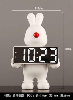 桌面摆件摆电子钟存钱罐台闹钟气球奢小时钟台钟轻创意台式兔钟表