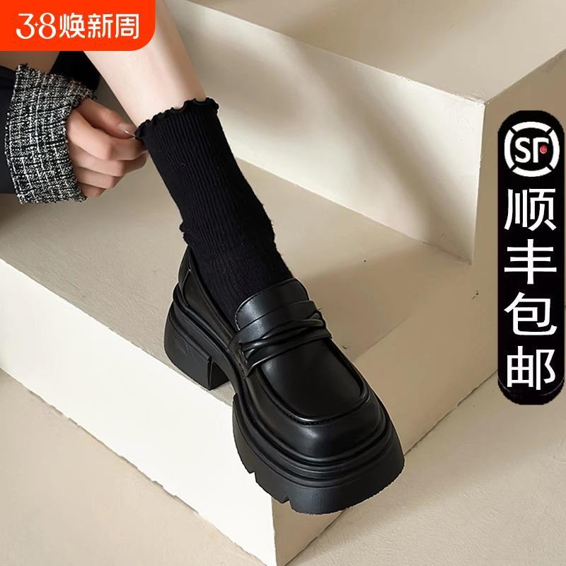 英伦风厚底小皮鞋女2025新款春季百搭女士jk单鞋松糕乐福鞋ins潮