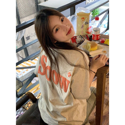 潮牌美式复古正肩短袖t恤女夏季2025新款显瘦设计感小众大版上衣