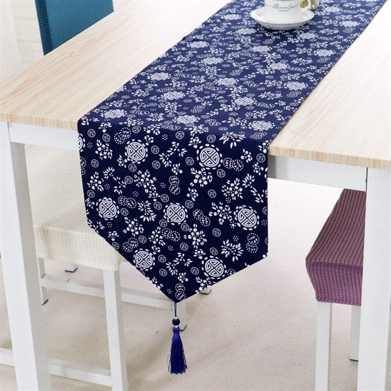 加厚复古民族风桌旗中式深蓝仿蜡染餐厅茶几巾桌条布艺床旗床尾巾,居家布艺,桌布,淘宝优惠券,粉丝福利购,淘宝优惠卷
