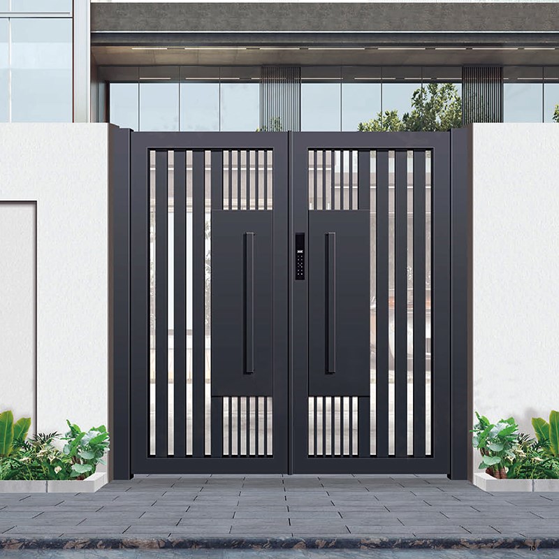 简约铝艺别墅庭院大门铝合金户外花园小门电动平移对开门院子门