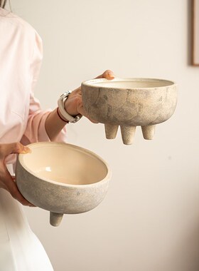 【复古质感爆棚】粗陶花盆家居摆件多肉花盆客厅餐桌水果零食盆