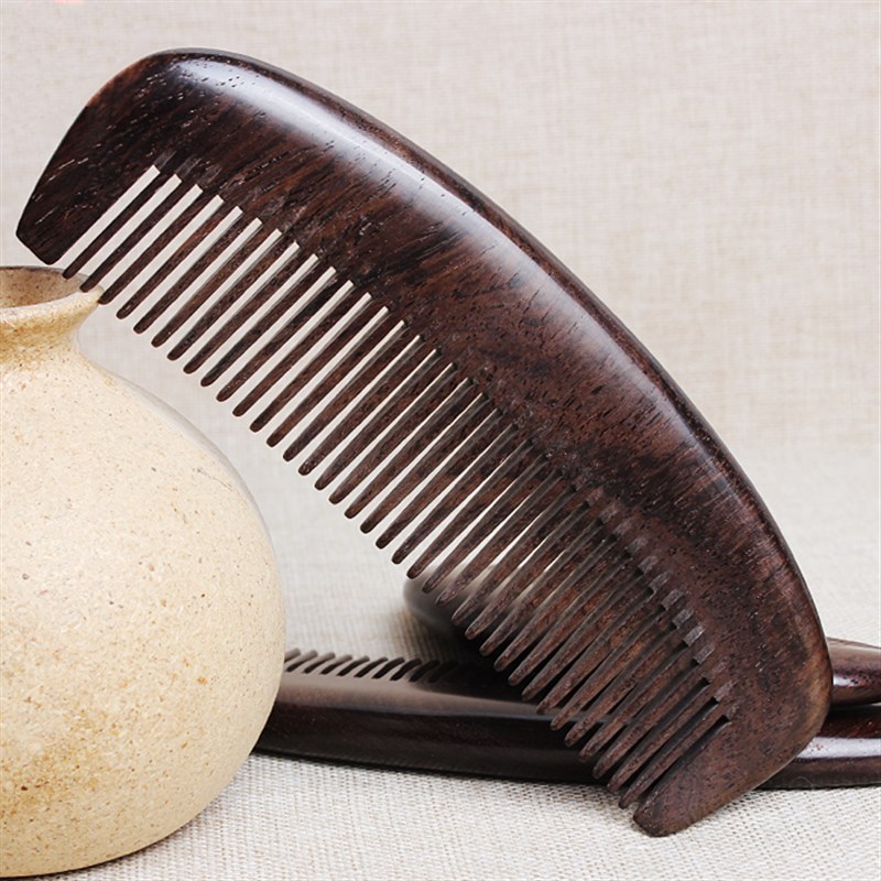 郭南家 黑檀木梳子木梳实木梳子檀木直发卷发梳宽齿密齿木梳