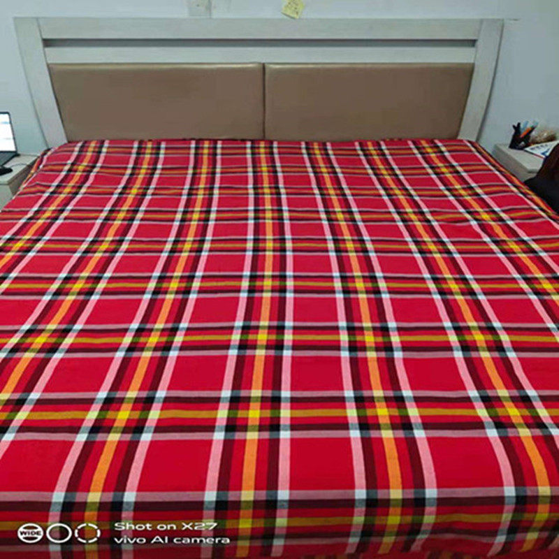 【加厚款】经典方格喜庆格子加厚老粗布双人床单大炕单防潮吸湿