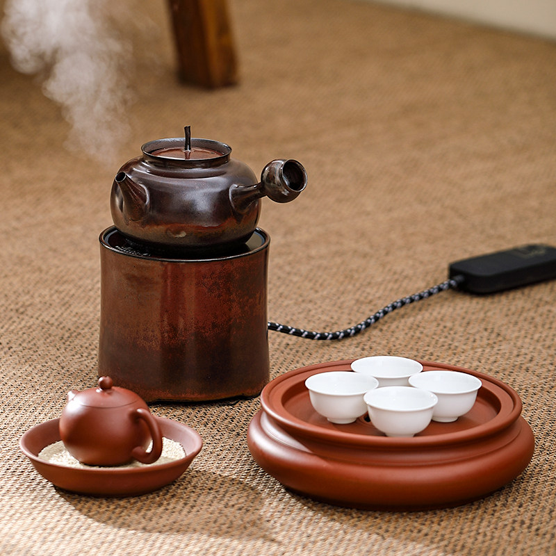 潮州明德园手工朱泥拉胚跳盖砂铫壶电陶炉煮茶烧水工夫茶礼盒套装,餐饮具,茶壶,淘宝优惠券,粉丝福利购,淘宝优惠卷