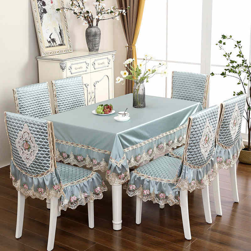 奢华纯色桌布布艺长方形简约椅子套罩欧式餐桌椅套家用餐椅垫套装