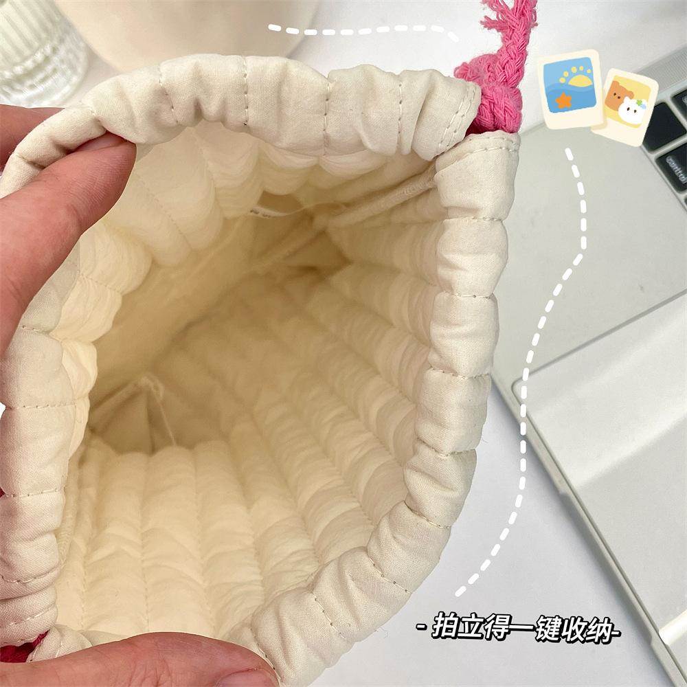 佑木包袋婴儿棉绗缝软绵绵数码相机收纳袋拍立得户外抽绳防摔布包