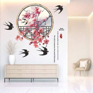 春新柳枝燕子不干胶防水墙贴枝入口走廊客厅电视背景装饰画