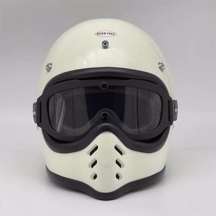 BornFree美式覆古机车小框防风眼镜moto3安全帽机车3/4半盔护目眼