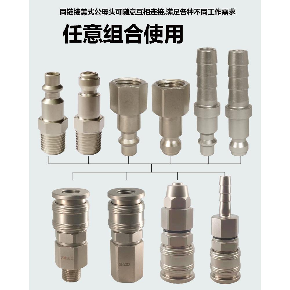 美制气动快速自锁接头内外丝美式NPT接头风动工具小风炮配件
