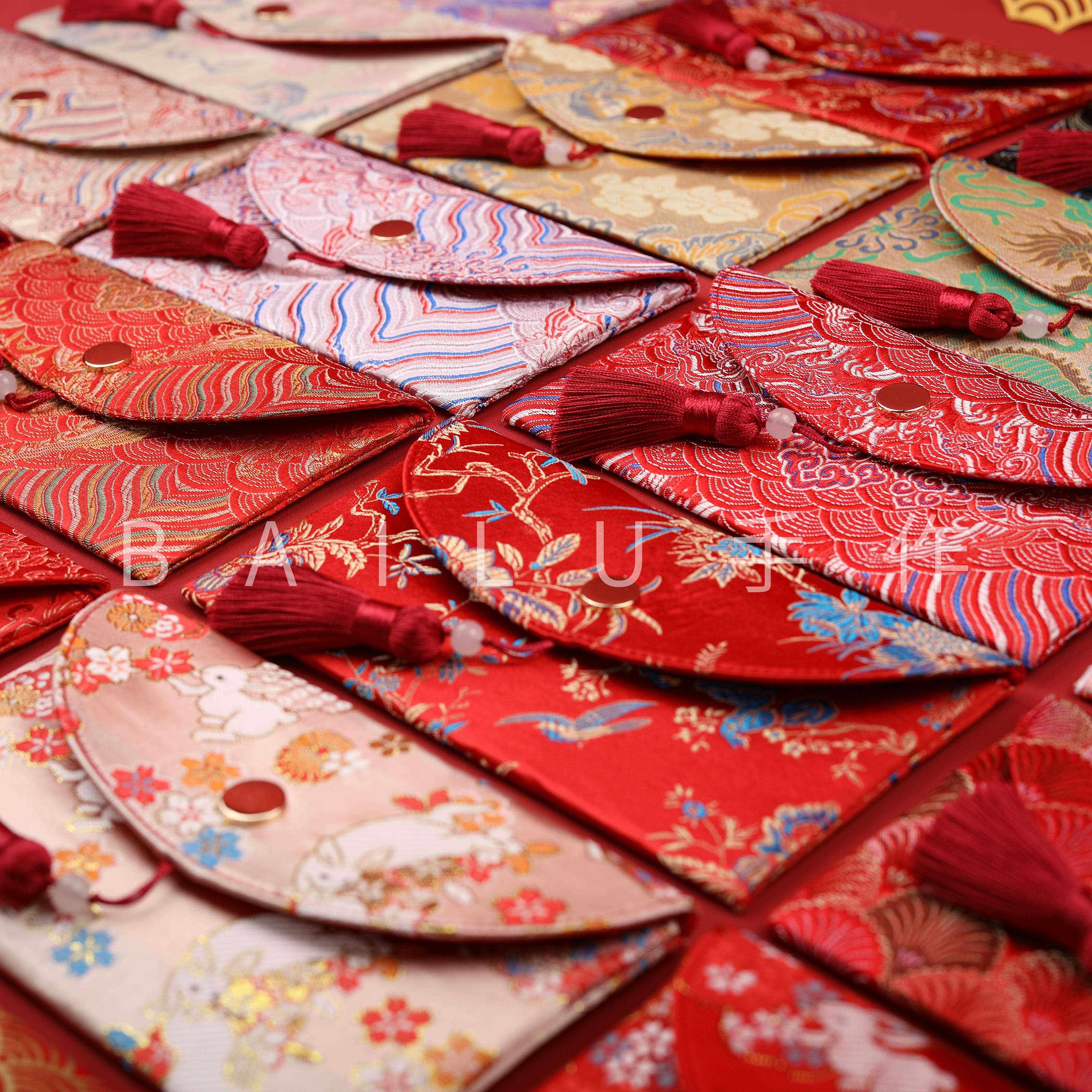 国潮红包万元红包布艺满月改口大红色包结婚中式利是红封国风可定