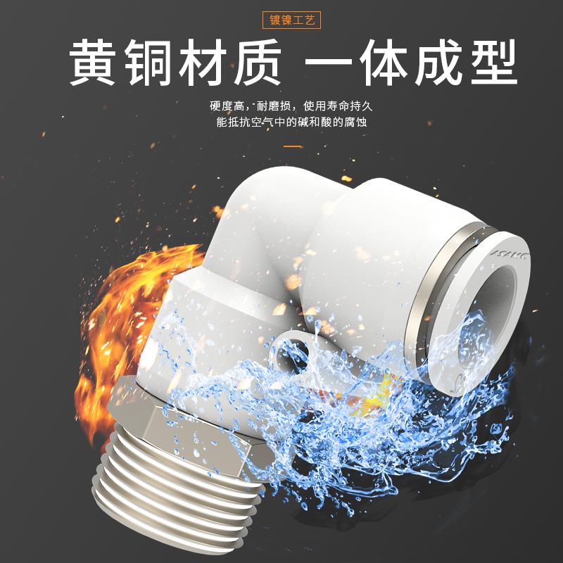气动配件大全气管接头快速快插塑料接头螺纹弯头PL8-02/4-M5/6-01