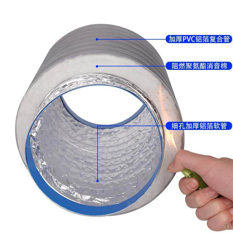 管道通风机消音管新风系统配件家用换气扇隔音降噪器口径PVC4/6/8