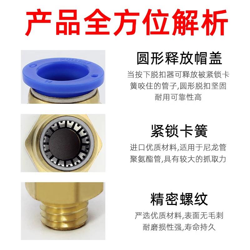 公制螺纹PC6-M8*1.25/8-M10*1.5/10-M12*1.75/M16*2气管快速接头