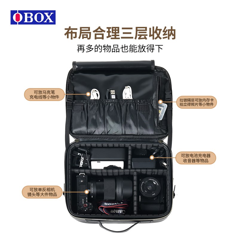 OBOX相机拍立得收纳包专用大容量单反微单配件挂绳肩带可挂行李箱图片