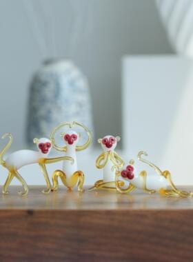 一博釉面手工可爱金猴桌面装饰中式生肖猴家装生日礼物