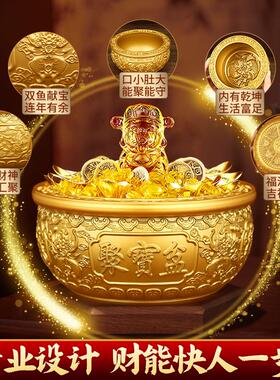 黄铜聚宝盆摆件招财进宝金元宝乾坤聚宝盆装饰摆件客厅办公室摆件