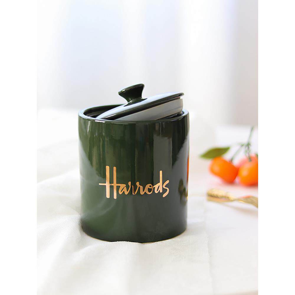 出口到英国陶瓷密封罐斯堪的纳维亚祖母绿茶叶罐干水果糖果储存罐
