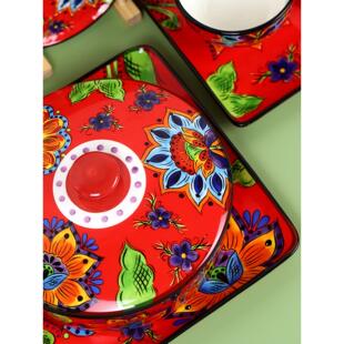 如火如米手绘陶瓷餐具碟盘碗套装家庭婚礼节日创意牛排西餐盘