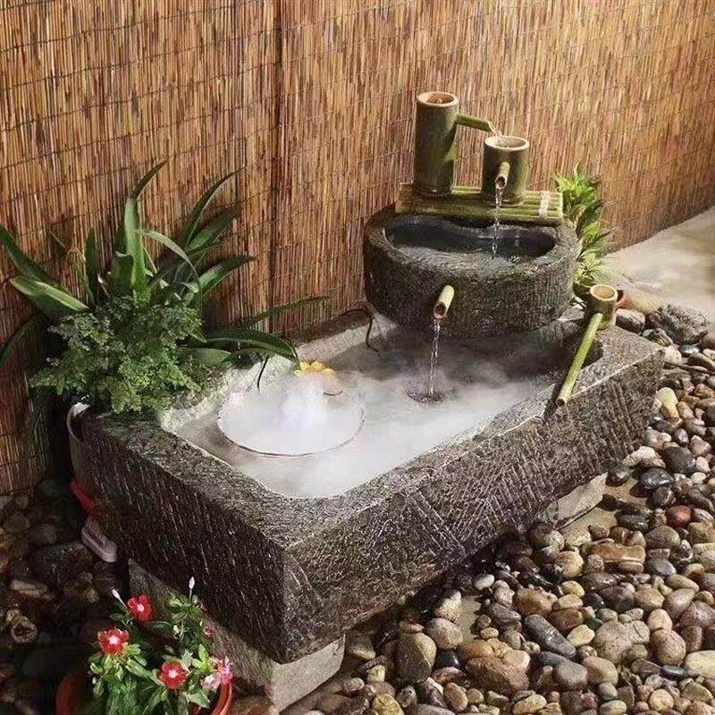 老石磨盆鱼缸花盆老石槽墩布池牛槽石缸养鱼青石户外流水景观摆件