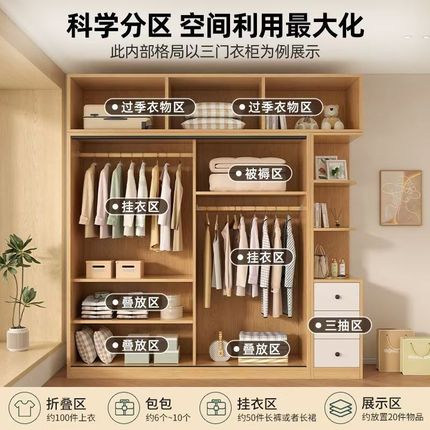 实木ENF级大衣柜家用卧室推拉门新款2024年爆款现代简约加高衣橱
