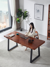 实木整块板大板茶桌写字台餐桌木头书桌椅组合板材整张自然边原木