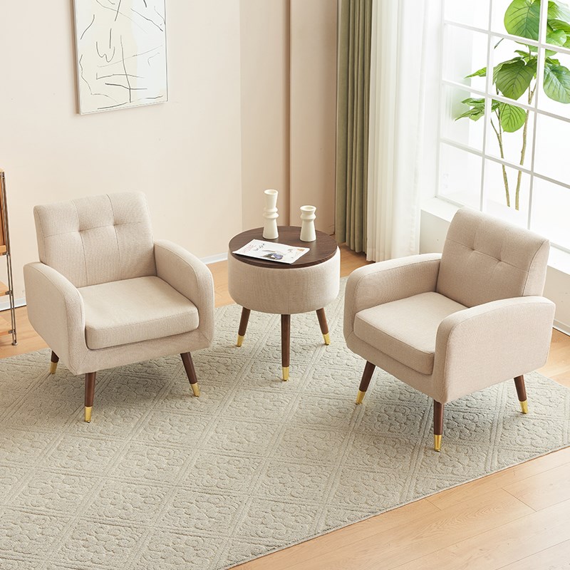 单人实木沙发椅学生宿舍新款简约布艺卧室个性靠背椅阅读休闲椅子