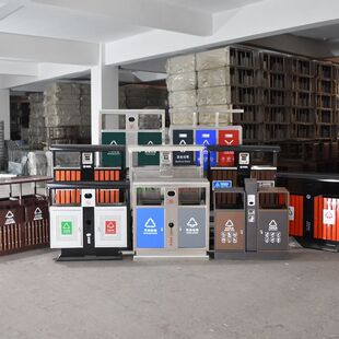 定制户外垃圾桶不锈钢商用垃圾桶户外环卫垃圾箱果皮箱双桶三分类