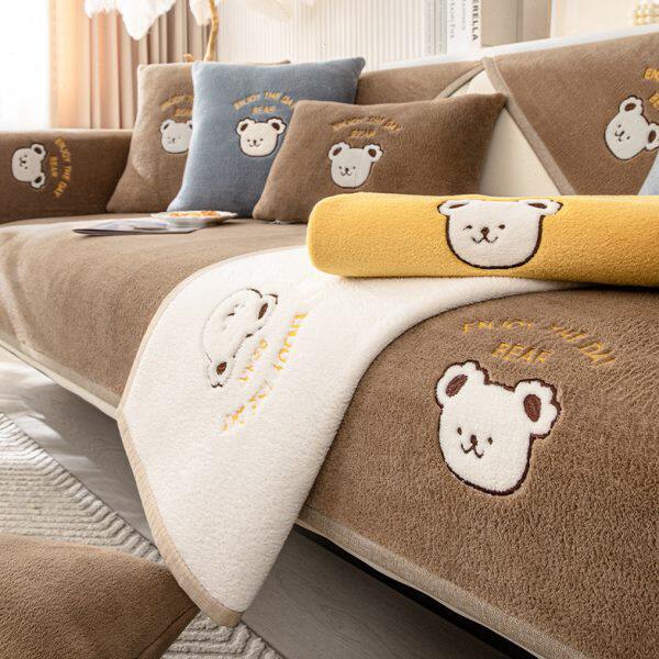 加厚保暖沙发垫珊瑚绒子沙发套罩2024新款毛绒防滑冬季巾坐垫盖布