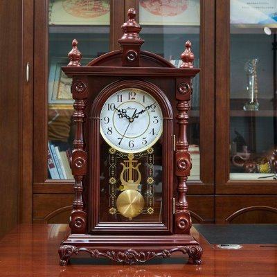 A6L中式实木座钟整点报时复古台钟家用客厅桌面台式钟表欧式时钟,家居饰品,台钟/闹钟,淘宝优惠券,粉丝福利购,淘宝优惠卷