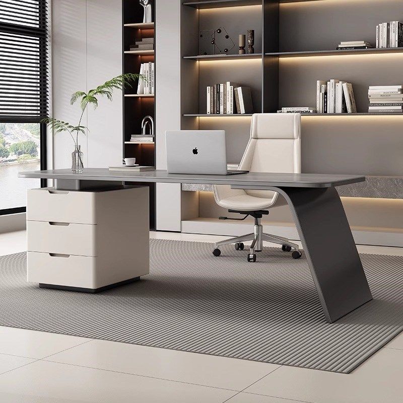 设计师款烤漆老板桌极简书桌医美咨询桌意式办公桌椅美容院洽谈桌