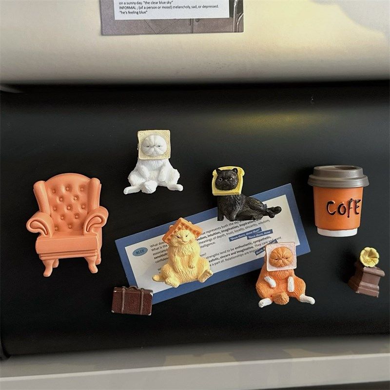 自愈撸猫咖啡馆创意冰箱贴吐司猫磁贴憨憨喵星人装饰贴