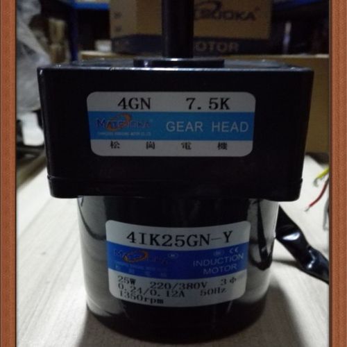 松岗电机 25W三相电机 4IK25GN-Y 1:7.5 轴径10mm 380V 1350转