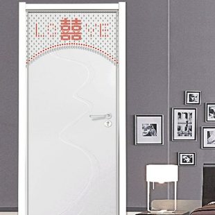 饰挂帘客厅婚房卧室隔断帘玄关帘结婚门帘免打孔 喜嫁水晶珠帘子装