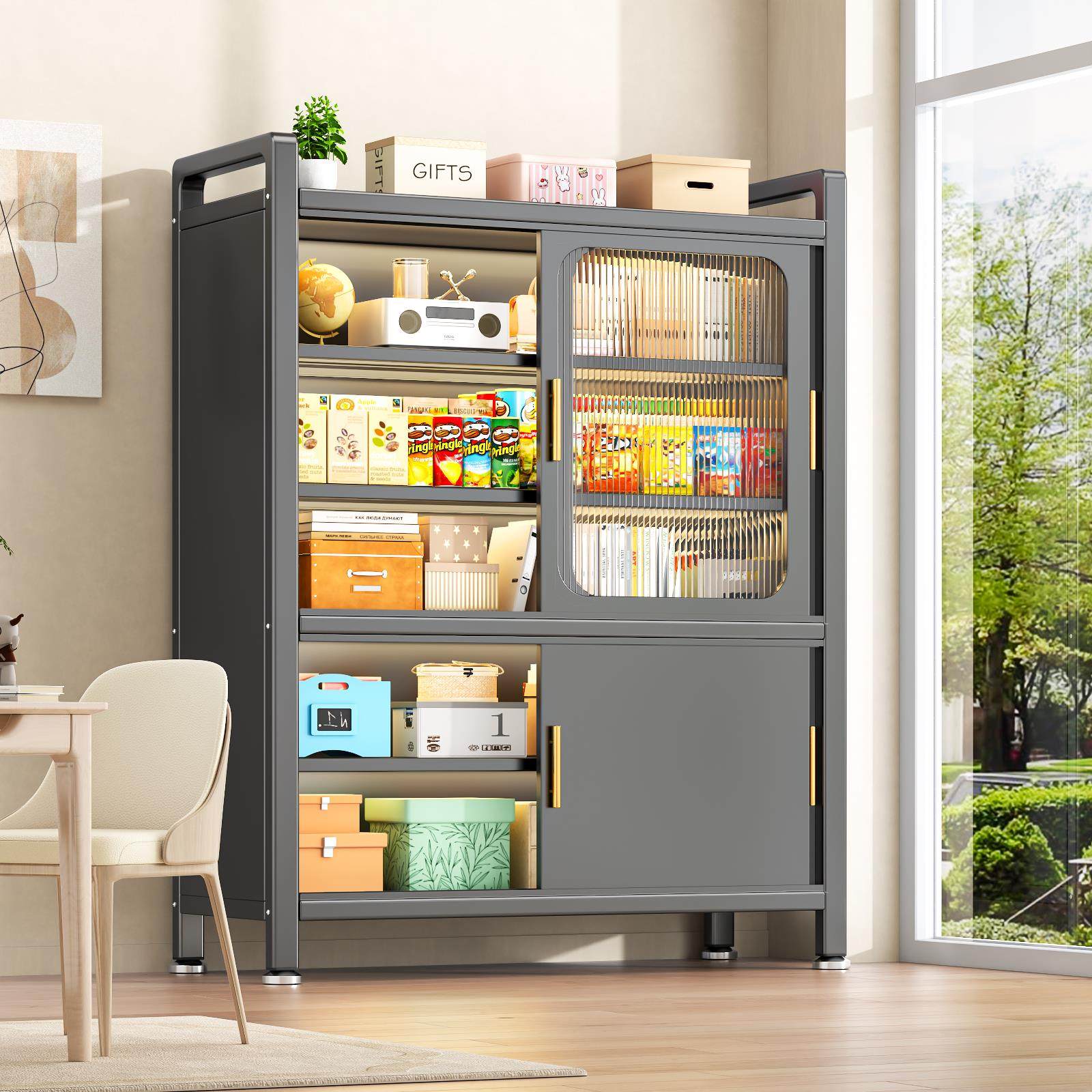 阳台收纳柜钢制一体靠墙置物柜家用多功能防水防晒拉门收纳柜子,收纳整理,收纳柜,淘宝优惠券,粉丝福利购,淘宝优惠卷