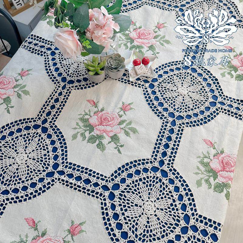 包邮欧式田园风手工钩针棉线 线十字绣花餐桌桌布茶几布桌布沙发,居家布艺,桌布,淘宝优惠券,粉丝福利购,淘宝优惠卷
