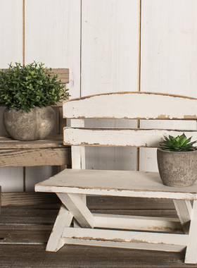 实木覆古做旧桌面小凳子个性创意小椅子花架家居饰品装饰道具摆件