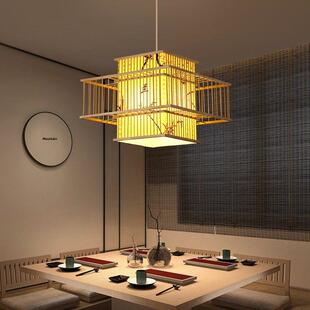 竹制竹制枝形吊灯东南亚餐厅酒吧火锅店盒式日式灯茶室民宿禅宗中