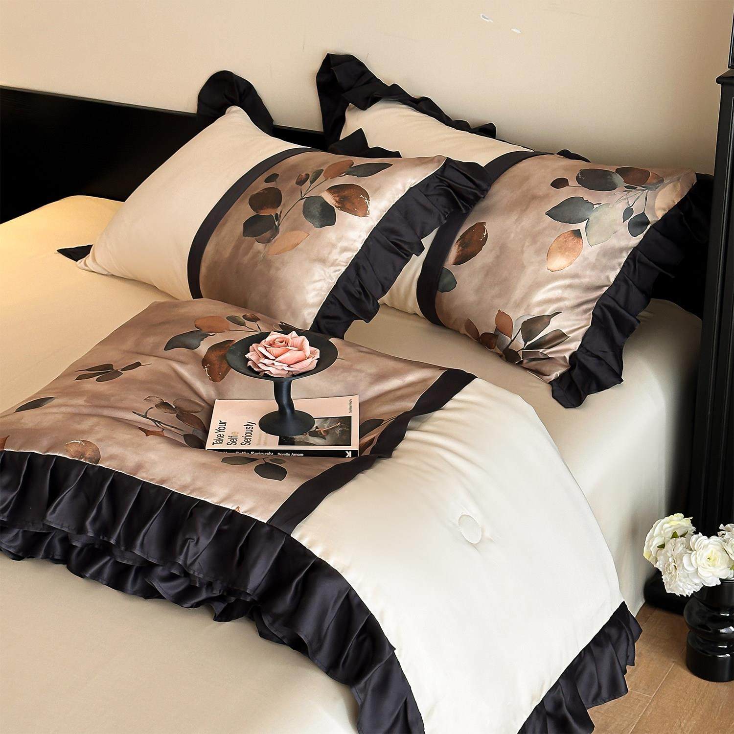 法式覆古风天丝夏凉被四件套夏季空调被冰丝裸睡薄被子可机洗水洗,床上用品,化纤被,淘宝优惠券,粉丝福利购,淘宝优惠卷