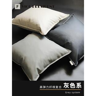 现代黑白灰色PU彷皮大抱枕北欧沙发客厅现代靠垫包办公室腰靠定制