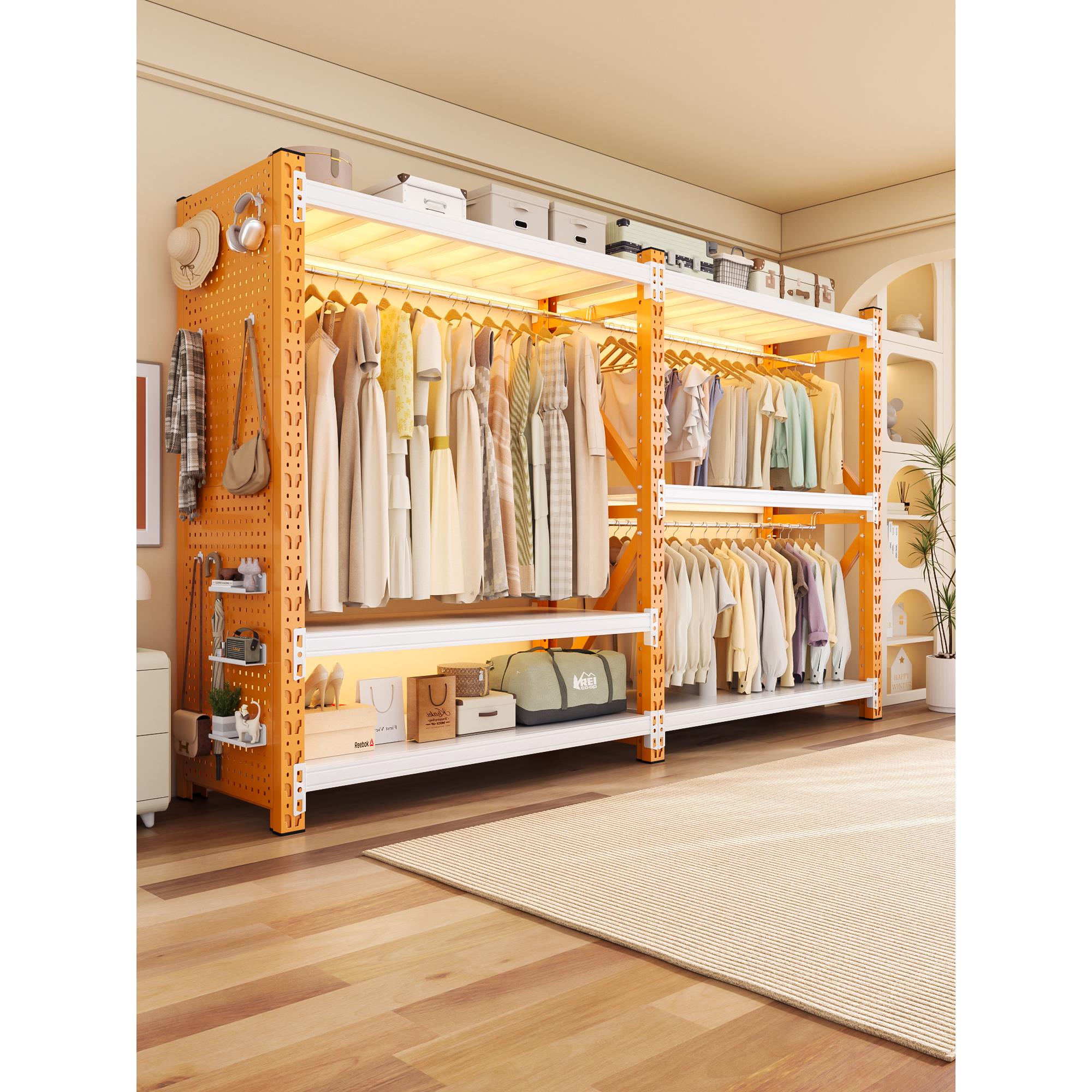 开放式简易衣柜家用卧室落地挂衣架小户型出租房简易组装收纳架子