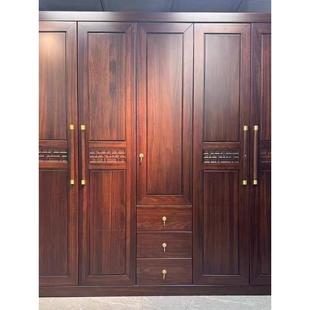 黑金木全实木原木衣柜卧室新中国风五门大衣柜储物柜家实木