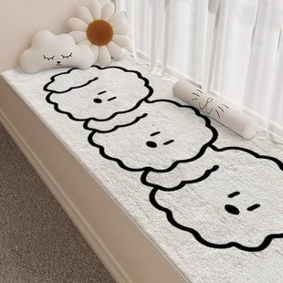 款 网红公主风飘窗垫窗台垫四季 毯子阳台厚垫子毛绒小坐垫卧室地毯